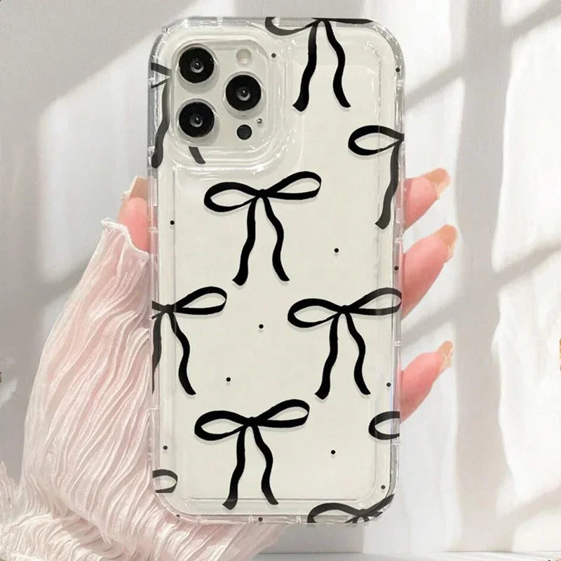 ピンクハートリボン柄スマホケース
