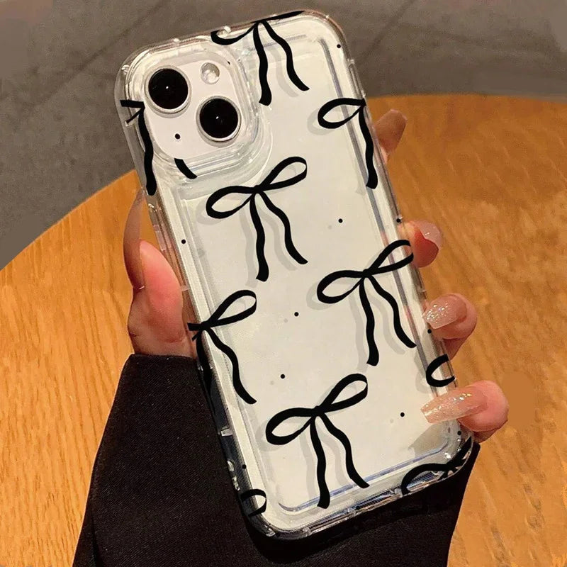 ピンクハートリボン柄スマホケース