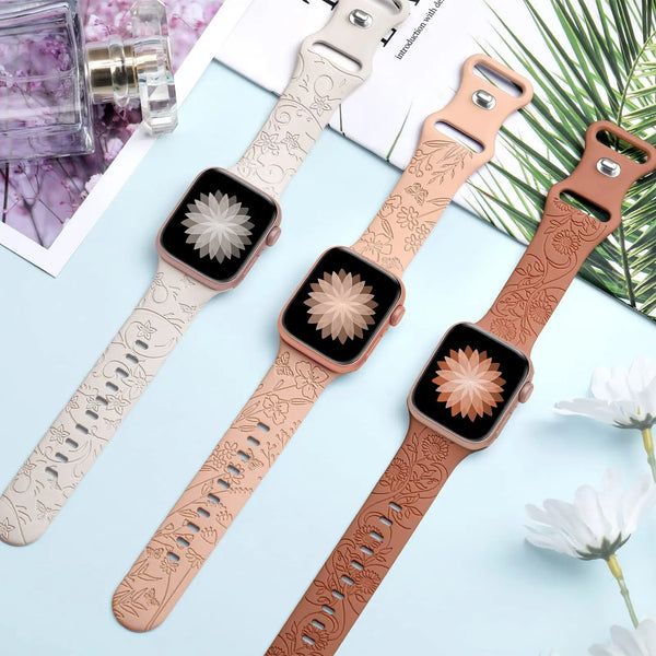 Floral Engraved  Apple Watch Band